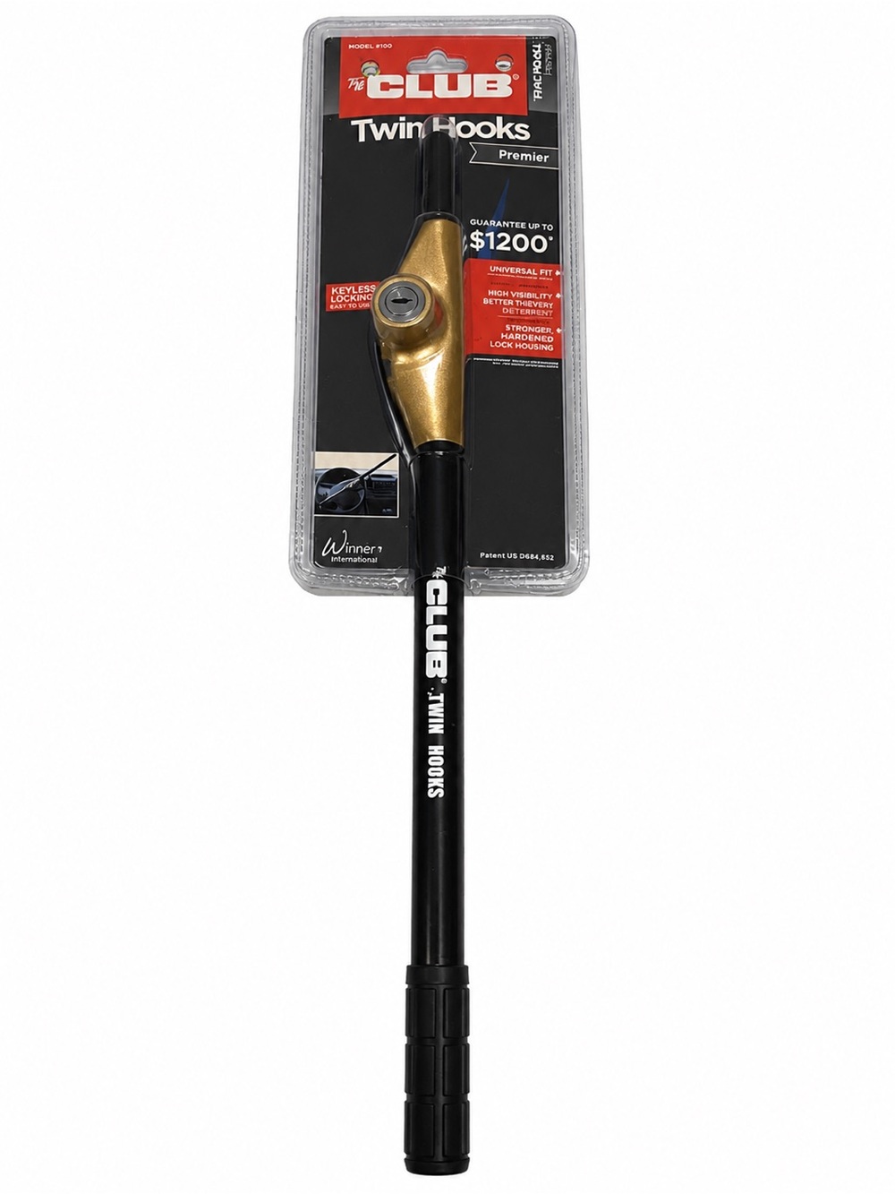 The Club 3100 Twin Hooks Premier Steering Wheel Lock Black Gold New Sealed